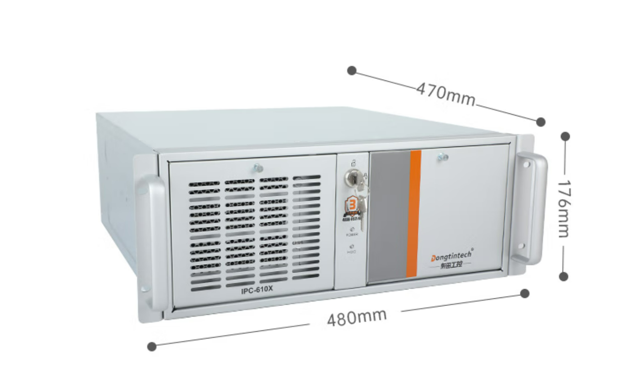 　這款機(jī)器采用了DT-610X機(jī)箱和DT-WR680MA主板。整體為銀灰色。采用了熱浸鍍鋅薄鋼板，防銹、耐候性強(qiáng)。并且它的防銹蝕性特別好，-般環(huán)境防蝕效果可達(dá)30-50年，熱浸鍍鋅薄鋼板外形美觀，加工容易。尺寸為430（481.6帶耳朵）*470*176mm（寬*深*高）,約重23kg，便于搬運(yùn)。